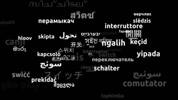 Interruttore Tradotto Lingue Tutto Mondo Looping Infinito Zoom Wordcloud Mask — Video Stock