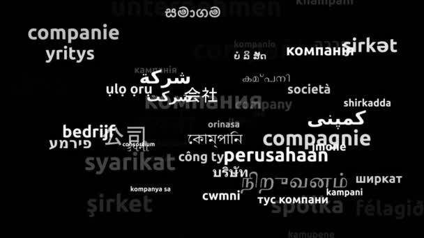 Společnost Přeloženo Světových Jazycích Nekonečná Smyčka Přiblížení Wordcloud Maska — Stock video