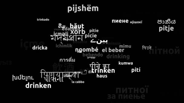 Beber Traduzido Worldwide Languages Endless Looping Zooming Wordcloud Mask — Vídeo de Stock