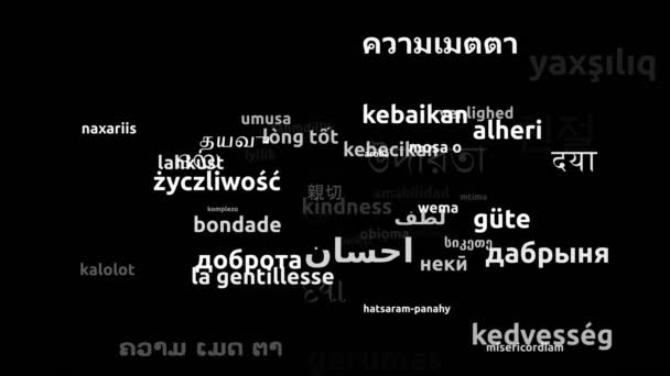 Venlighed Oversat Hele Verden Sprog Endless Looping Zooming Wordcloud Mask – Stock-video