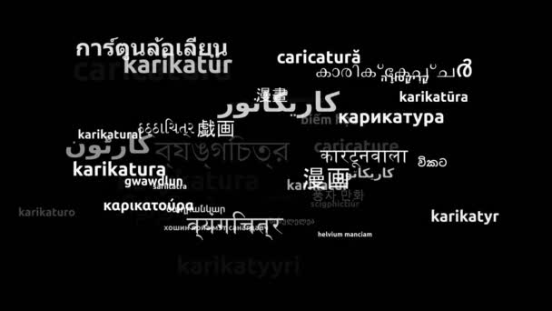 Dünya Dilinde Çevrilmiş Karikatür Sonsuz Döngüsü Büyüyen Kelimeler Bulutu Maskesi — Stok video