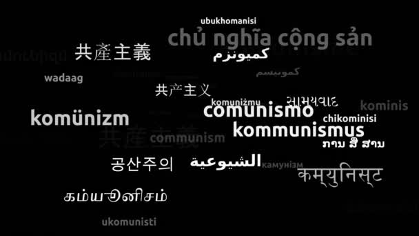 Komunisme Diterjemahkan Dalam Bahasa Seluruh Dunia Endless Looping Zooming Wordcloud — Stok Video