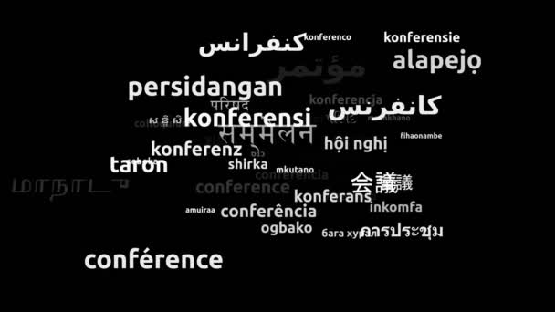 Konferans Dünya Dilinde Çevrildi Sonsuz Döngüsüz Büyüyen Kelimeler Bulutu Maskesi — Stok video