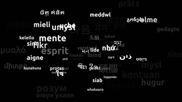 74种世界语言无限循环3D缩放Wordcloud掩蔽思想的翻译 — 图库视频影像