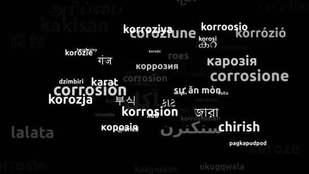 Corrosión Traducida Idiomas Mundiales Endless Looping Zoom Wordcloud Mask — Vídeos de Stock