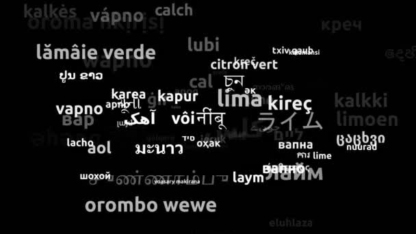 Lime Translated Worldwide Languages Endless Looping Zooming Wordcloud Mask — Stock Video