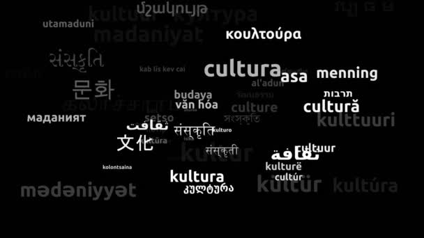 Cultuur Vertaald Wereldwijde Talen Endless Looping Zooming Wordcloud Mask — Stockvideo