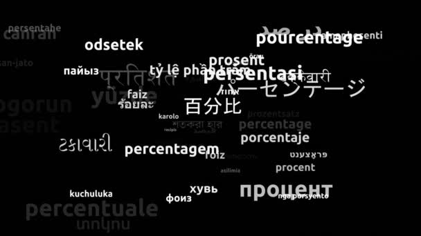 Percentage Translated Worldwide Languages Endless Looping Zooming Wordcloud Mask — Stock Video
