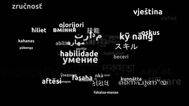 58种世界语言无限循环3D缩放Wordcloud掩蔽中的技能翻译 — 图库视频影像