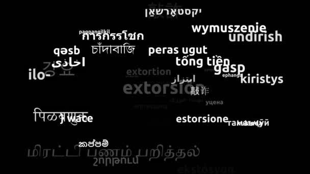 Estorsione Tradotta Lingue Tutto Mondo Looping Infinito Zoom Wordcloud Mask — Video Stock