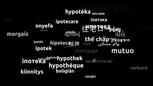 Hipoteca Traducido Idiomas Mundiales Endless Looping Ampliación Wordcloud Máscara — Vídeos de Stock