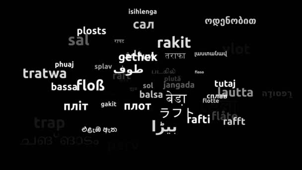 Raft Traducido Idiomas Mundiales Endless Looping Zoom Wordcloud Mask — Vídeo de stock