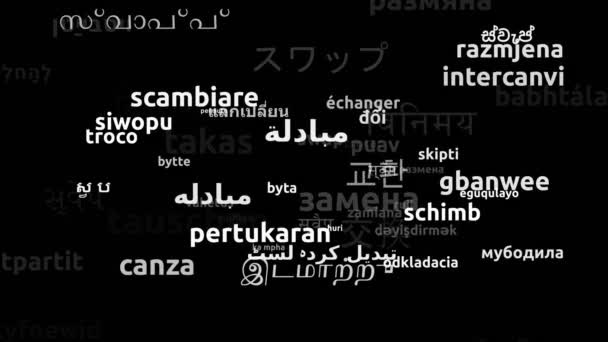 Swap Vertaald Wereldwijde Talen Endless Looping Zooming Wordcloud Mask — Stockvideo