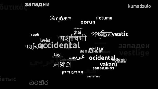 Western Tradotto Lingue Tutto Mondo Endless Looping Zoom Wordcloud Mask — Video Stock
