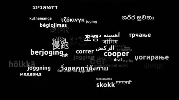 Jogging Translated Világszerte Nyelvek Végtelen Hurkolás Zoomolás Wordcloud Maszk — Stock videók