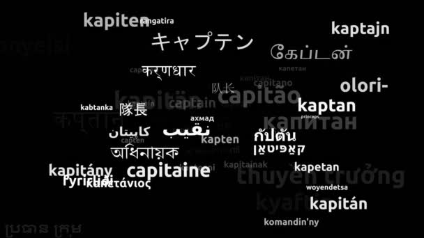 Captain Μεταφράστηκε Worldwide Languages Endless Looping Zooming Wordcloud Mask — Αρχείο Βίντεο