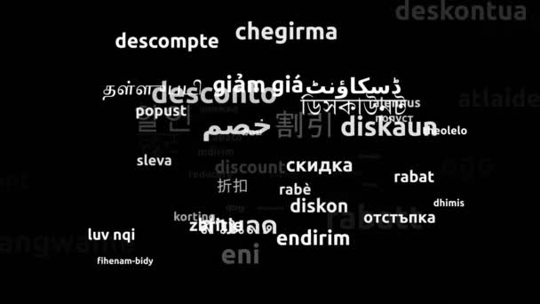 Descuento Traducido Idiomas Mundiales Endless Looping Zoom Wordcloud Mask — Vídeos de Stock