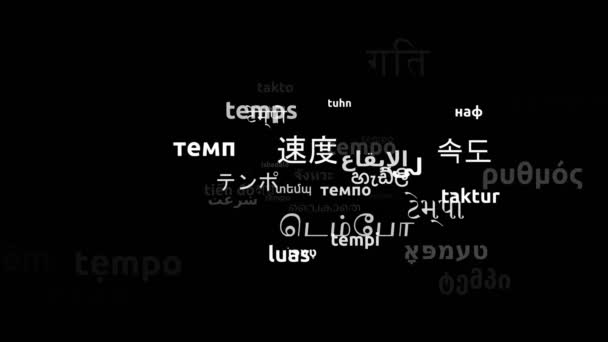 Tempo Tradotto Lingue Tutto Mondo Endless Looping Zoom Wordcloud Mask — Video Stock