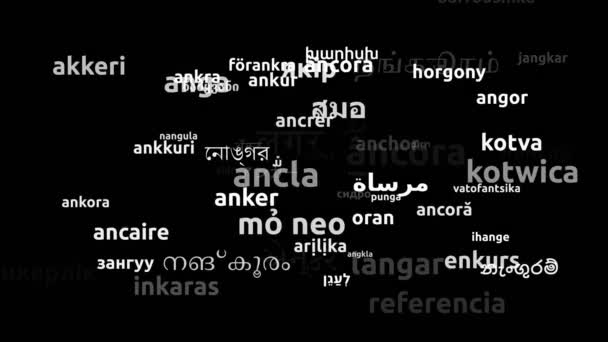 Anker Vertaald Wereldwijd Talen Endless Looping Zooming Wordcloud Mask — Stockvideo