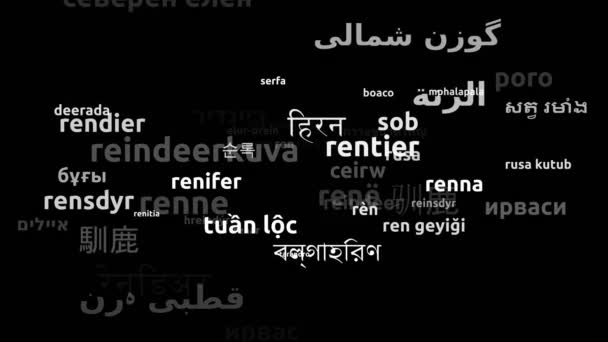 Rentiere Übersetzt Weltsprachen Endlosschleife Zoomen Wordcloud Maske — Stockvideo