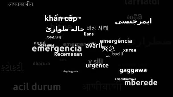 紧急翻译为47种世界语言无限循环3D缩放沃德云掩蔽 — 图库视频影像
