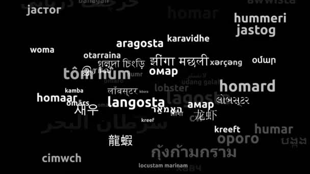 Lagosta Traduzida Idiomas Todo Mundo Endless Looping Zooming Wordcloud Mask — Vídeo de Stock