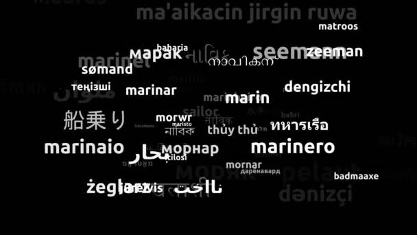 Sailor Översatt Till Hela Världen Språk Endless Looping Zooming Wordcloud — Stockvideo