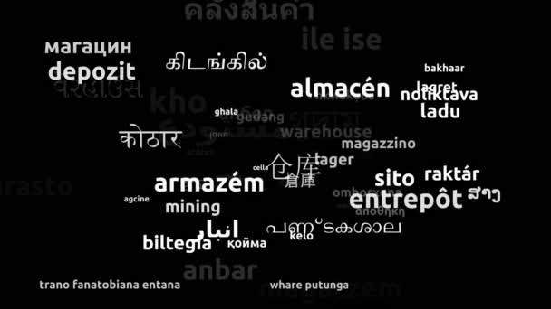 Almacén Traducido Idiomas Mundiales Endless Looping Ampliación Máscara Wordcloud — Vídeo de stock