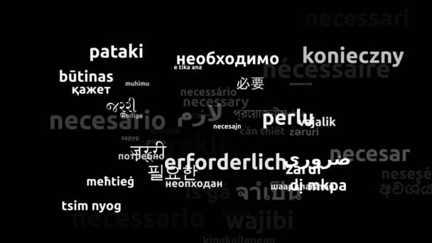 必要な翻訳53世界言語エンドレスループ3Dズームワードクラウドマスク — ストック動画