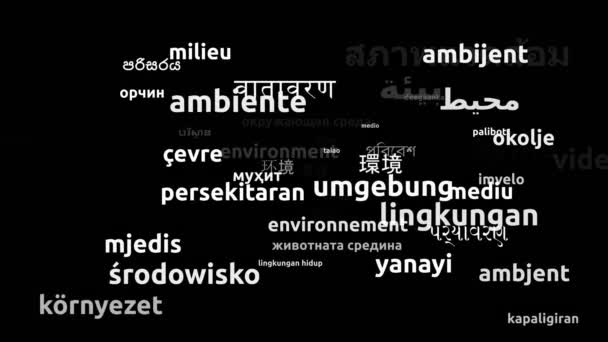 Ambiente Traduzido Worldwide Languages Endless Looping Zooming Wordcloud Mask — Vídeo de Stock