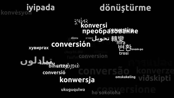 Conversão Traduzida Worldwide Languages Endless Looping Zooming Wordcloud Mask — Vídeo de Stock