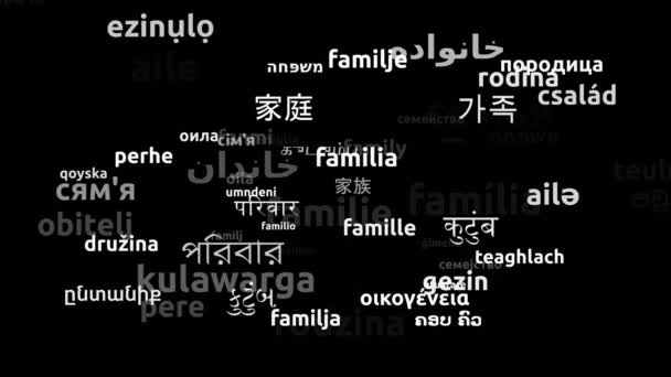 Familie Vertaald Wereldwijde Talen Endless Looping Zooming Wordcloud Mask — Stockvideo