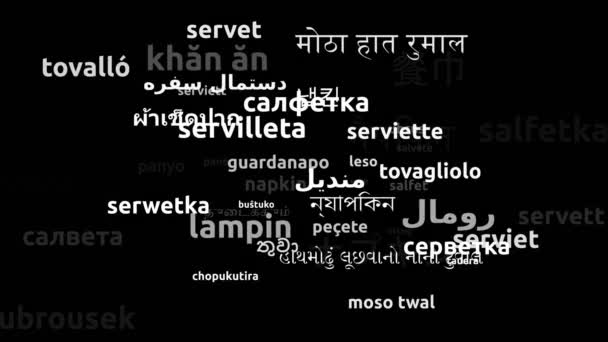 Napkin Translated Worldwide Languages Endless Looping Zooming Wordcloud Mask — Stock Video