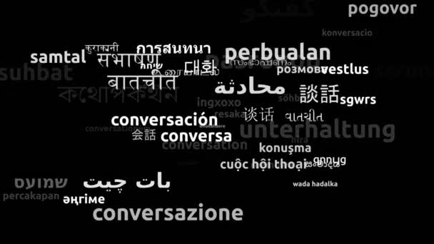 Conversation Translated Worldwide Languages Endless Looping Zooming Wordcloud Mask — Stock Video