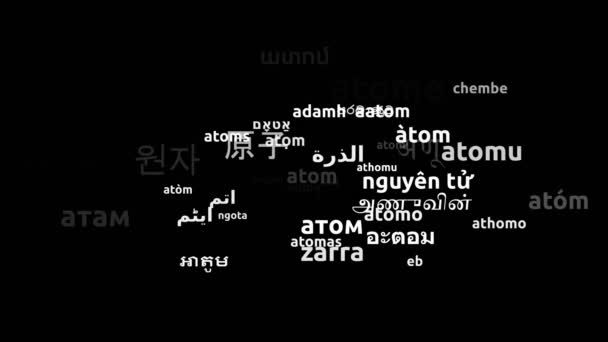 Atom Vertaald Wereldwijde Talen Endless Looping Zooming Wordcloud Mask — Stockvideo