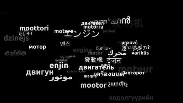 57の世界中の言語で翻訳されたエンドレスループ3Dズーム Wordcloudマスク — ストック動画