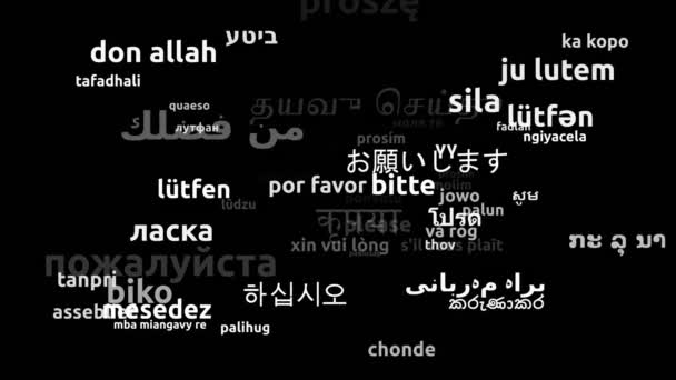 Por Favor Traducido Idiomas Mundiales Endless Looping Zoom Wordcloud Mask — Vídeo de stock