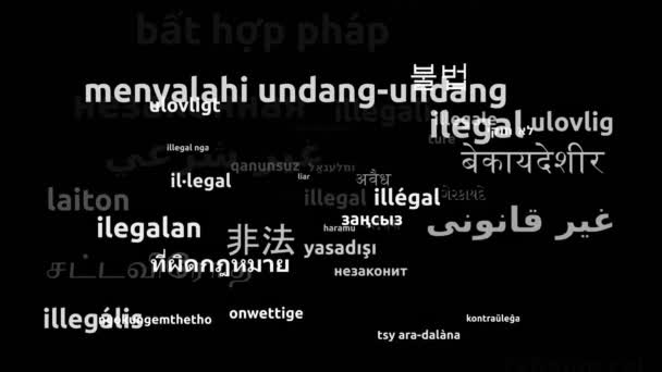 Illegale Tradotto Lingue Tutto Mondo Endless Looping Zoom Wordcloud Mask — Video Stock