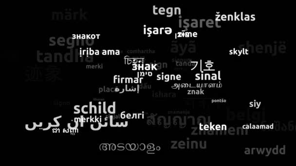 Sign Translated Worldwide Languages Endless Looping Zoom Wordcloud Mask — Stock video