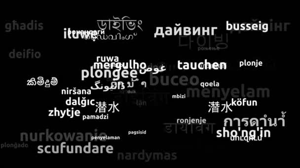 Κατάδυση Μεταφράστηκε Worldwide Languages Endless Looping Zooming Wordcloud Mask — Αρχείο Βίντεο