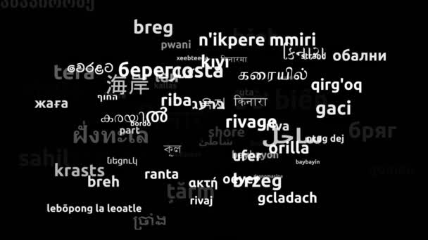 Shore Oversat Worldwide Languages Endless Looping Zooming Wordcloud Mask – Stock-video