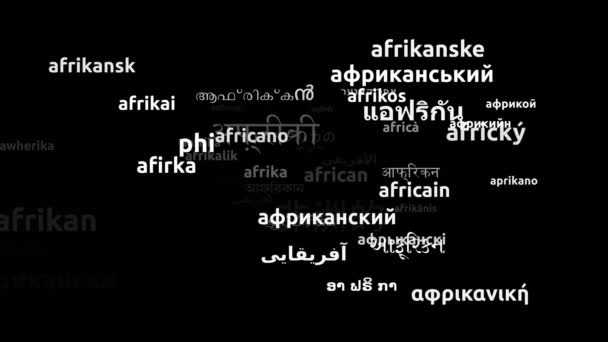 Африканський Переклад Світових Мовах Нескінченна Петля Збільшення Wordcloud Mask — стокове відео
