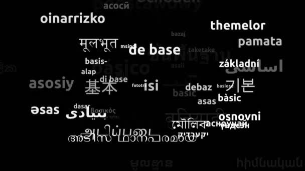 Basic Translated Worldwide Languages Endless Looping Zooming Wordcloud Mask — Stock Video