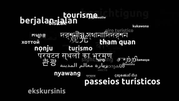 Zwiedzanie Przetłumacz Komentarz Przetłumaczone Światowych Języków Endless Looping Zooming Wordcloud — Wideo stockowe
