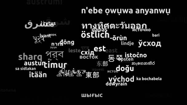 East Translated Worldwide Languages Endless Looping Zooming Wordcloud Mask – Stock-video