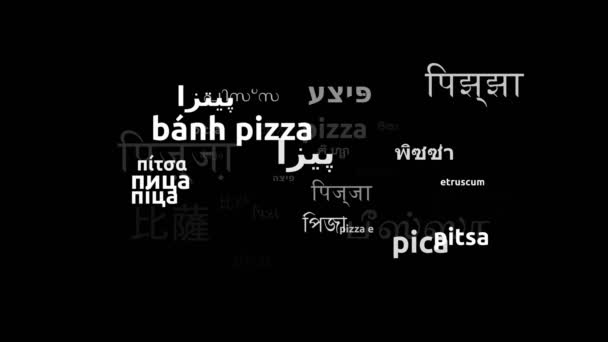 Pizza Tradotta Lingue Tutto Mondo Endless Looping Zoom Wordcloud Mask — Video Stock