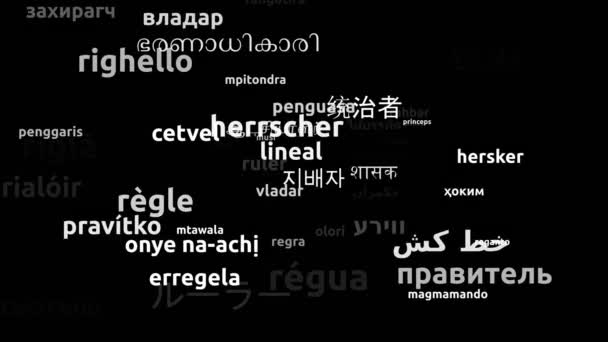 Härskare Översatt Till Hela Världen Språk Endless Looping Zooming Wordcloud — Stockvideo