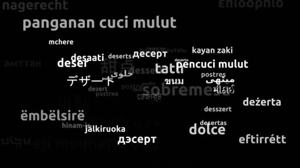 Desert Translated Worldwide Languages Endless Looping Zooming Wordcloud Mask — Stock video