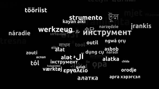 Tool Translated Worldwide Languages Endless Looping Zooming Wordcloud Mask — Stock Video