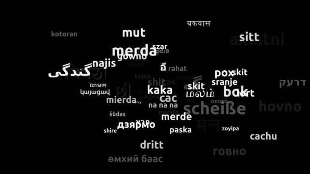 Shit Translated Worldwide Languages Endless Looping Zooming Wordcloud Mask — Vídeo de stock